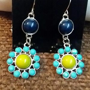 Blue and Green Dangling Earrings